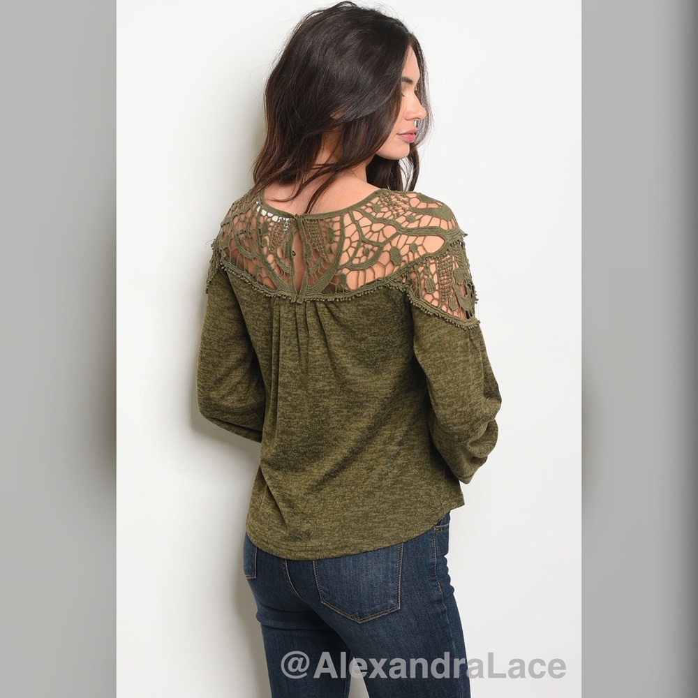 LAST 1 🍂Olive Lace Top🍂 - Picture 2 of 3